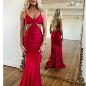 Red cut out prom dress! Adjustable straps!